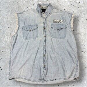 Sturgis 2020 80th Motorcycle Rally Denim Shirt Sleeveless Vest Biker Wear Men 3X